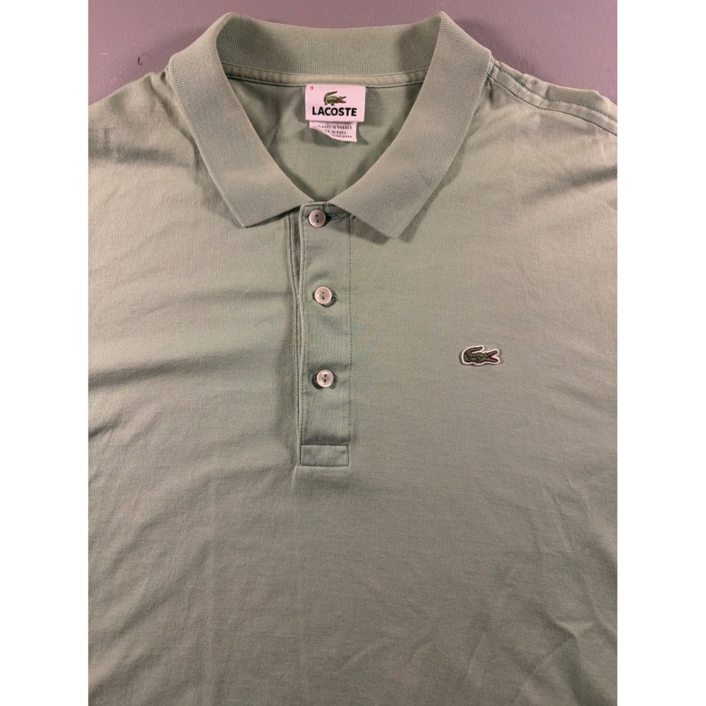 Lacoste Polo Shirt Mens Size 9 3XL Sage Green Short Sleeve Cotton Classic Fit